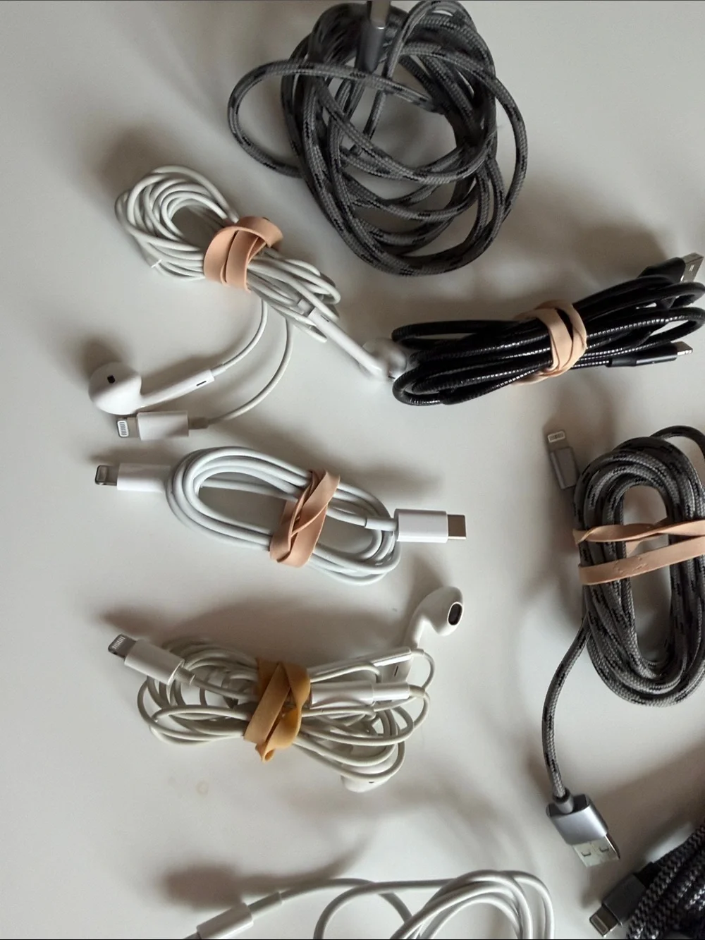 Mixed Charging & Audio Cables Bundle - Black, White, Gray